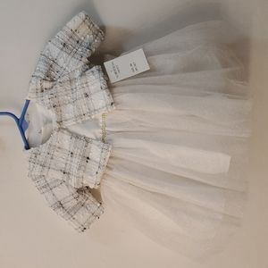 Pippa & Julie sparkle dress cream and gold, 3 piece, size 3mo.